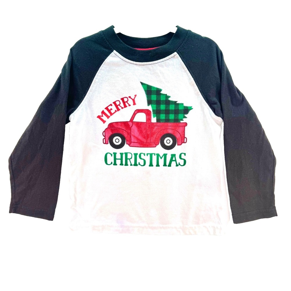 Christmas Tree Raglan Shirt 3T Merry Christmas Red Truck Long Sleeve Shirt